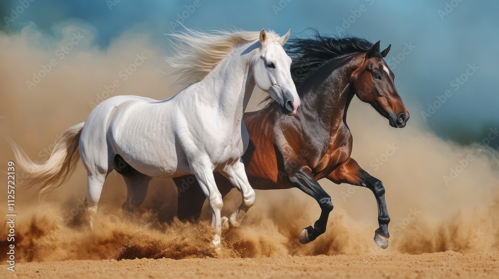 Two Horses Running Through Dust Two Horses Running Through Dust