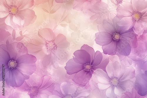 Wallpaper Mural A soft, pastel floral background featuring various flowers in shades of pink and purple. Torontodigital.ca