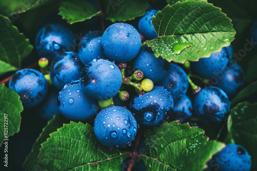 Wallpaper Mural Vibrant clusters of ripe grapes adorned with dew against lush green foliage background Torontodigital.ca