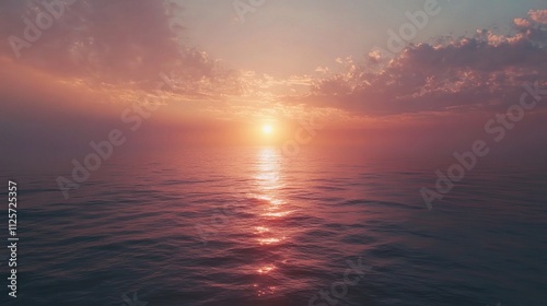 Serene Sunset over the Ocean with Gentle Reflections and Colors