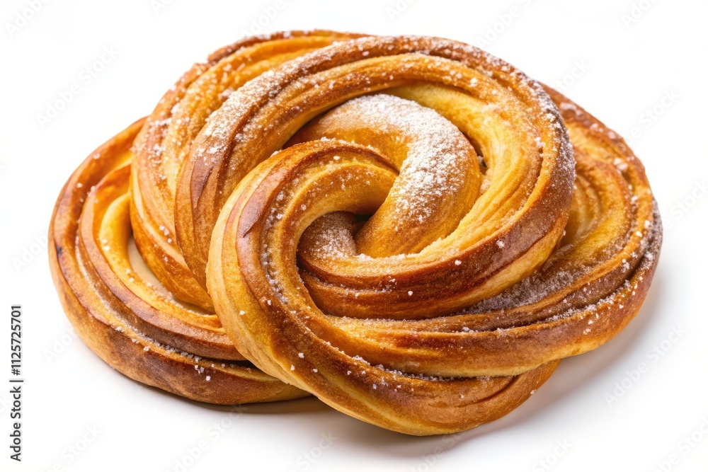 Fototapeta premium Sweet Puff Pastry Pretzel Cinnamon Roll Top View Long Exposure Photography
