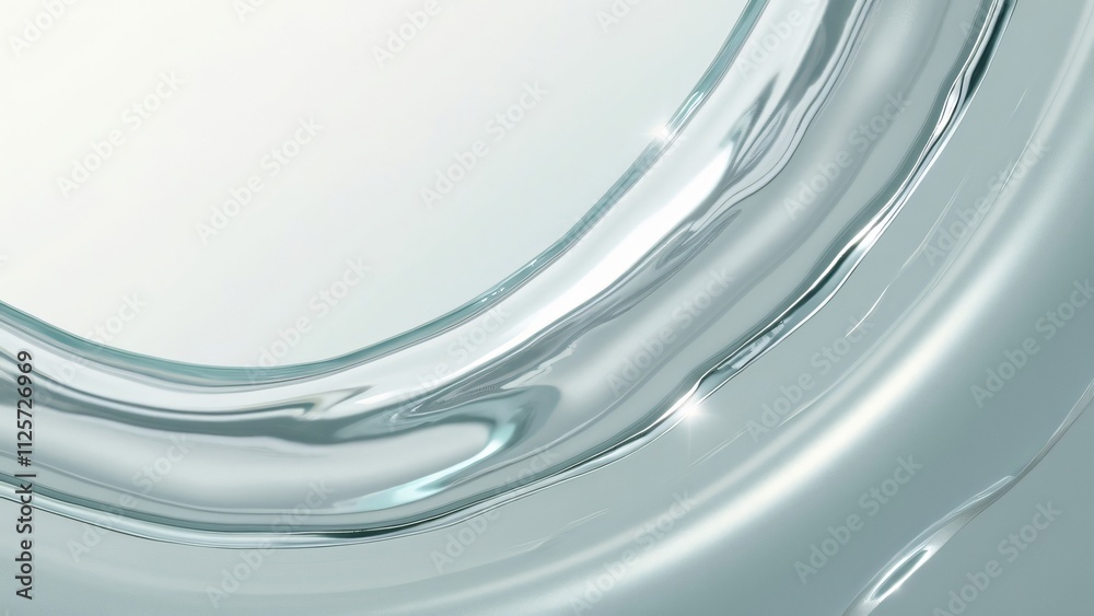 Abstract Glass Water Flow, Polished, Transparent, Reflective Texture