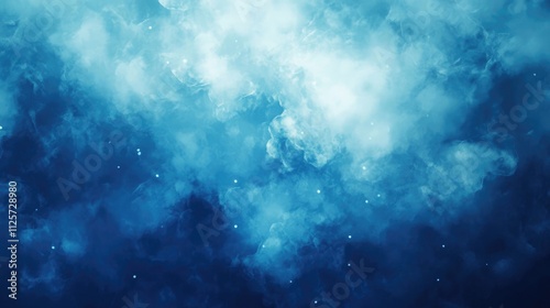 Blue abstract cloud background with soft textures and glowing particles for creative and artistic design projects. photo