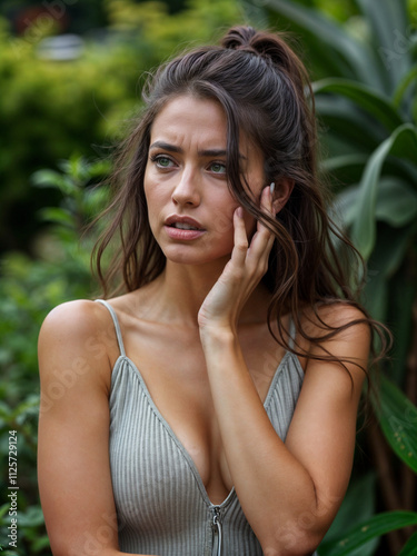 A Photo of a Woman thinking about herself with past memories