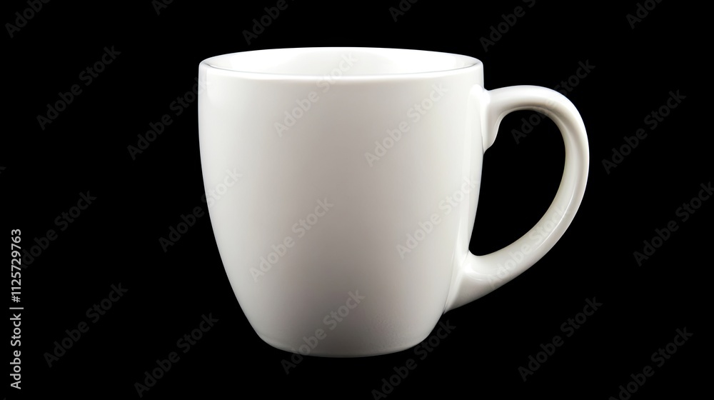 A Simple White Ceramic Mug on a Black Background A Simple White Ceramic Mug on a Black Background