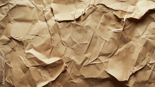 Crumpled brown cardboard texture background for creative and design projects showcasing vintage or rustic themes.