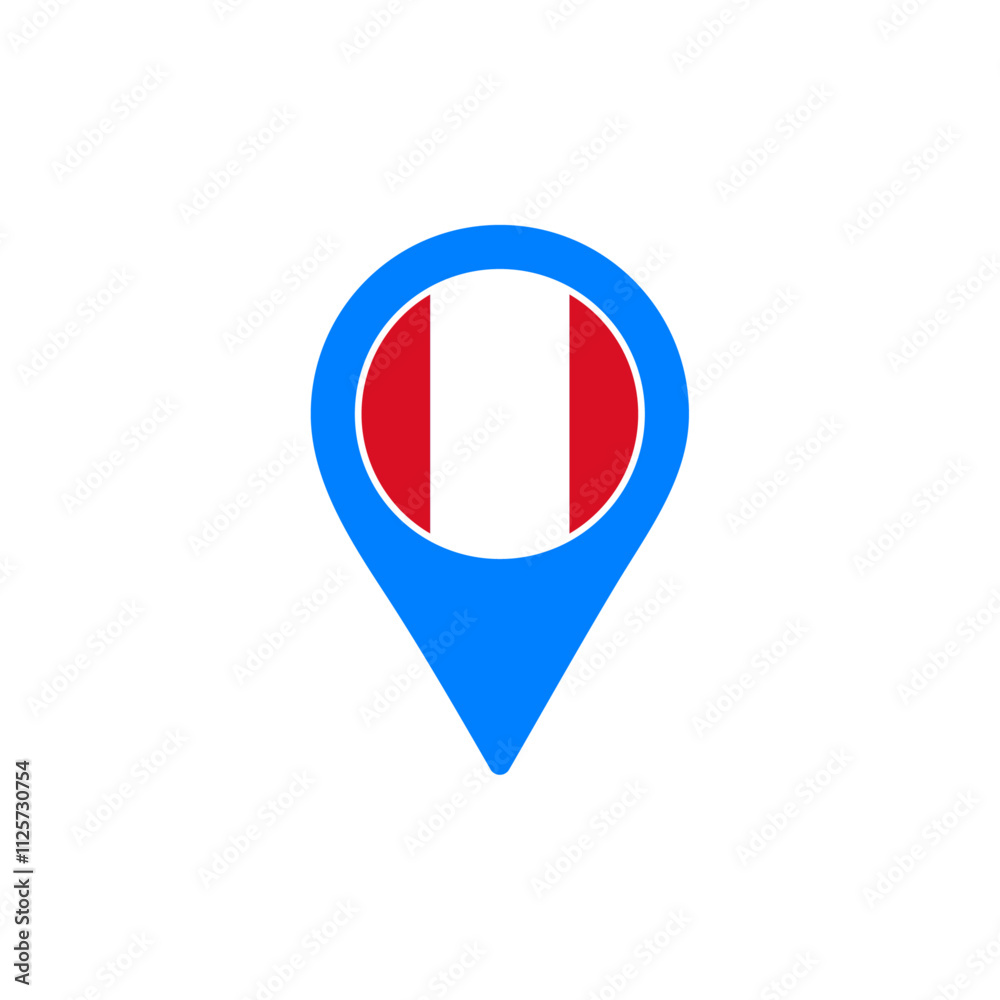 Peru location pin vector illustration with national flag design Peru location pin vector illustration with national flag design