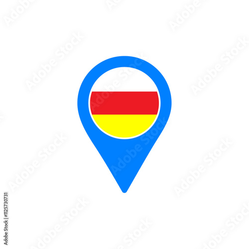 Free Download Ossetia location pin vector illustration with national flag design - GFXLoad