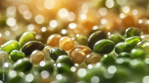 Close-up of varied transgenic and genetically modified seeds in vibrant colors highlighting agricultural biotechnology and innovation
