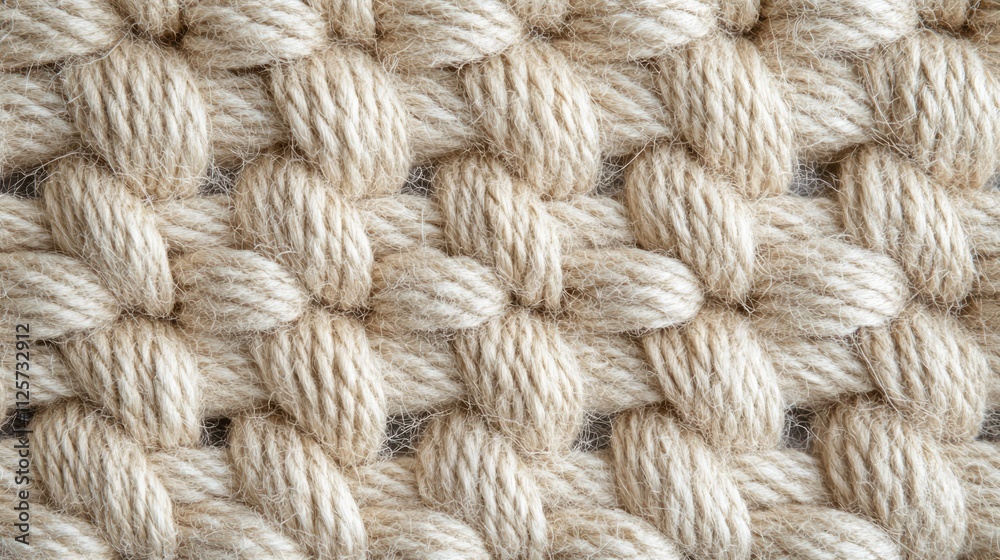 Close up of coarse beige linen rope showcasing intricate knot texture and weaving patterns ideal for nautical and rustic themes. Close up of coarse beige linen rope showcasing intricate knot texture and weaving patterns ideal for nautical and rustic themes.