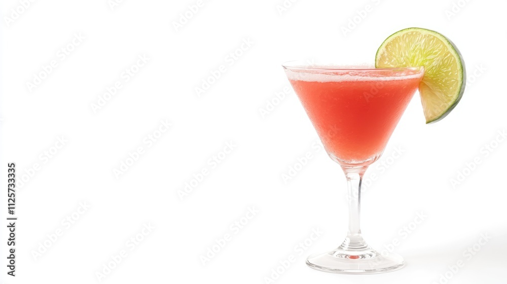 Refreshing watermelon juice in a clear glass with a slice of lime, placed on a pure white background, beverage, summer drink, healthy lifestyle, vibrant colors. Refreshing watermelon juice in a clear glass with a slice of lime, placed on a pure white background, beverage, summer drink, healthy lifestyle, vibrant colors.