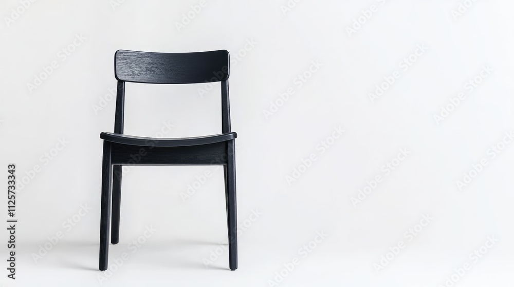 Modern black wooden chair isolated on a white background showcasing minimalist design and versatility for contemporary interiors