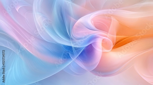 Abstract Pastel Swirls of Blue Pink and Orange Hues