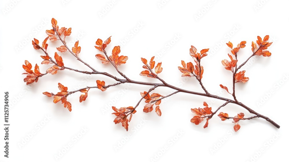 Autumnal orchid branch in vibrant orange hues against a clean white background showcasing nature's beauty and elegance. Autumnal orchid branch in vibrant orange hues against a clean white background showcasing nature's beauty and elegance.