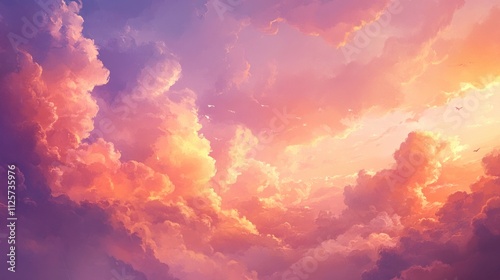 A Dreamlike Sunset Sky Painted With Vivid Orange And Purple Hues