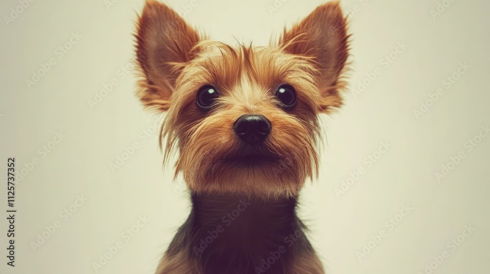 Yorkshire Terrier puppy portrait on a plain white background, highlighting its expressive eyes and soft fur texture, pet photography, animal portrait, cute dog. Yorkshire Terrier puppy portrait on a plain white background, highlighting its expressive eyes and soft fur texture, pet photography, animal portrait, cute dog.