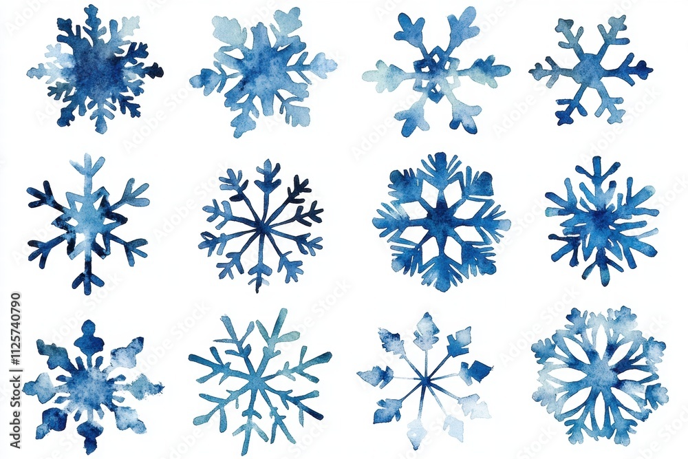 Twelve Watercolor Snowflakes Collection Twelve Watercolor Snowflakes Collection