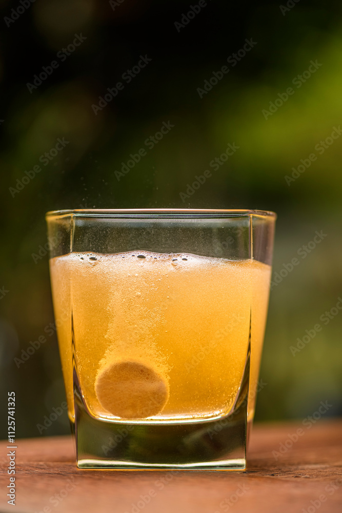 Effervescent Vitamin C Tablet Dissolving in Water Effervescent Vitamin C Tablet Dissolving in Water