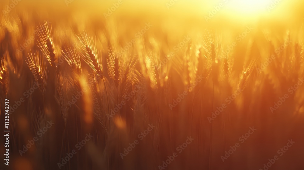 Golden hour over a wheat field, with golden light illuminating the ripe grains, creating a warm glow, nature, agriculture, serene landscape, harvest season. Golden hour over a wheat field, with golden light illuminating the ripe grains, creating a warm glow, nature, agriculture, serene landscape, harvest season.