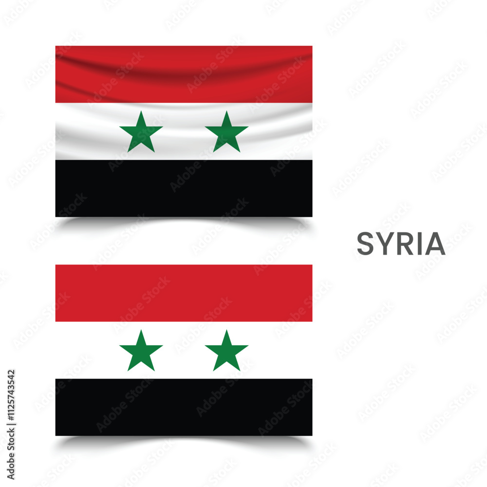 Flag of Syria in 3d and flat style Flag of Syria in 3d and flat style