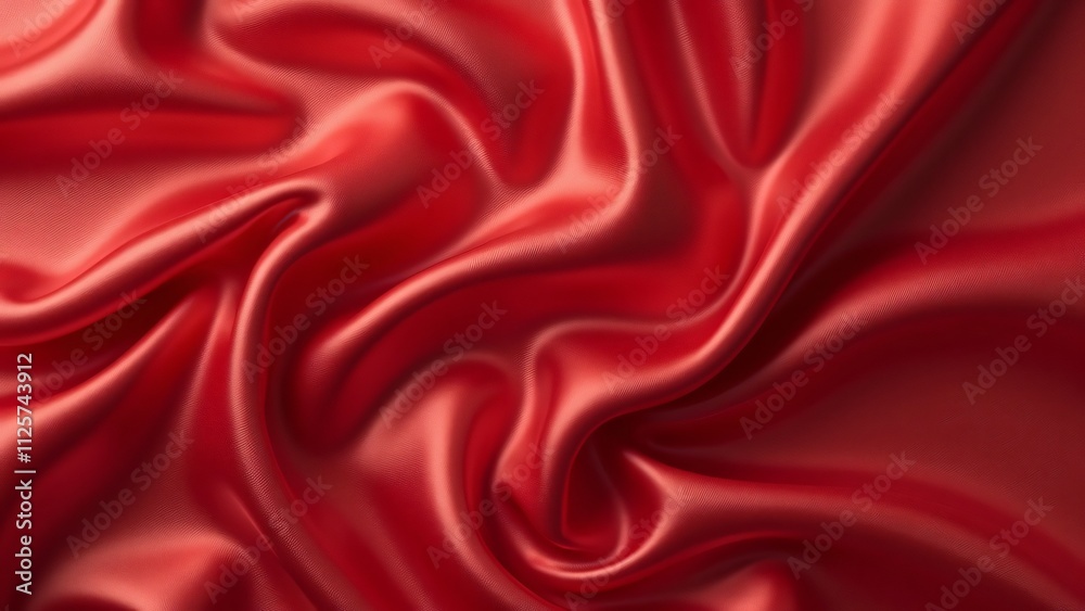Obraz premium Luxurious Red Satin Fabric Texture, Smooth, Shiny, Glamorous Drape