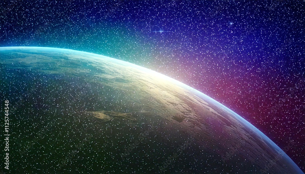 Obraz premium 幻想的な宇宙の背景テクスチャ 星空 地球 AI生成素材