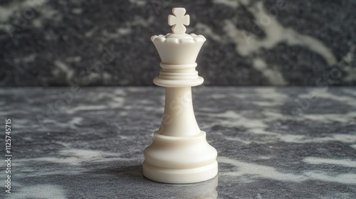 White chess king symbolizing leadership and guidance set against a textured stone background with subtle light reflections. photo