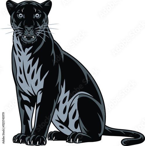 a illustrator vector panther with a white backround