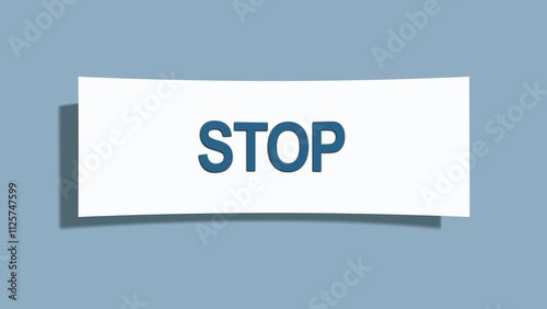 Stop. A card isolated on blue background.
