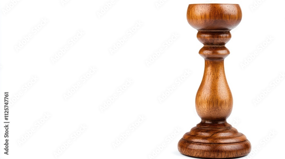 Elegant wooden candlestick beautifully crafted with a polished finish standing against a clean white background showcasing its intricate design. Elegant wooden candlestick beautifully crafted with a polished finish standing against a clean white background showcasing its intricate design.