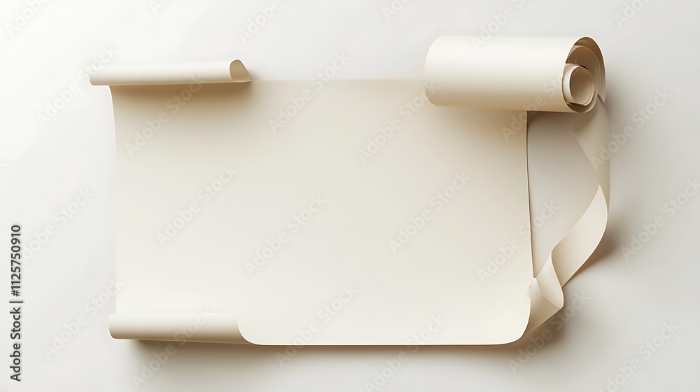 Elegant Rolled Beige Paper Mockup: Blank Space for Design and Text Elegant Rolled Beige Paper Mockup: Blank Space for Design and Text