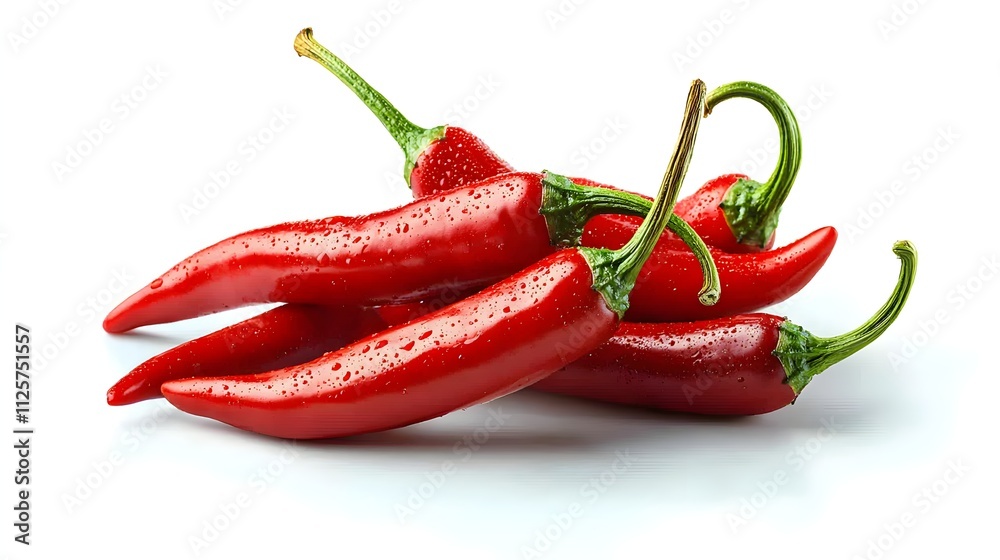 Red Chili Peppers Cluster Isolated On White Background