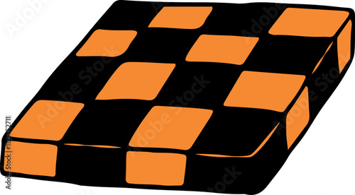 illuminati symbols, chessboard with black and orange squares