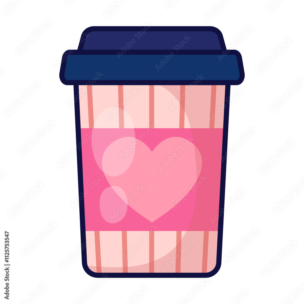 Glass of coffee. Valentines day. Vector illustration