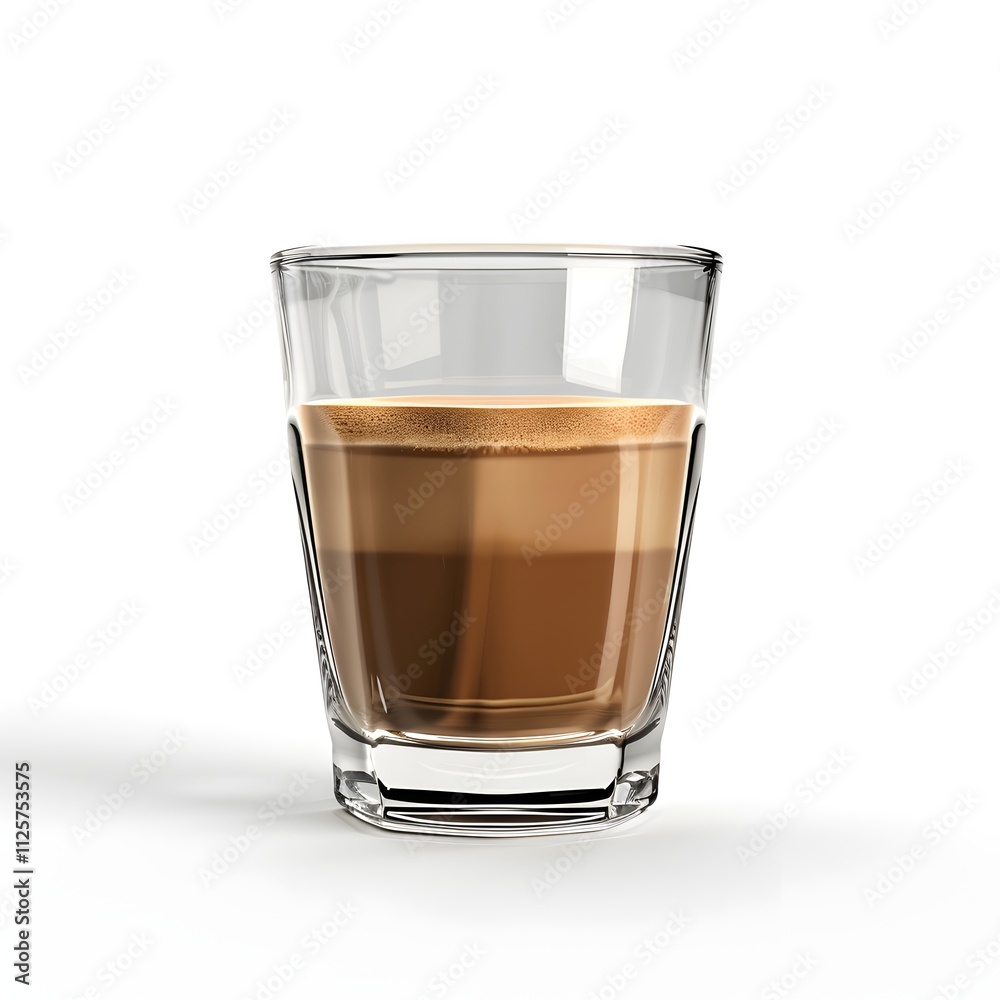 A glass of coffee layered beautifully in a glass A glass of coffee layered beautifully in a glass