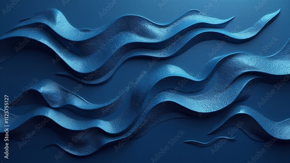 Abstract Blue Waves, 3D Rendered Swirling Texture Abstract Blue Waves, 3D Rendered Swirling Texture