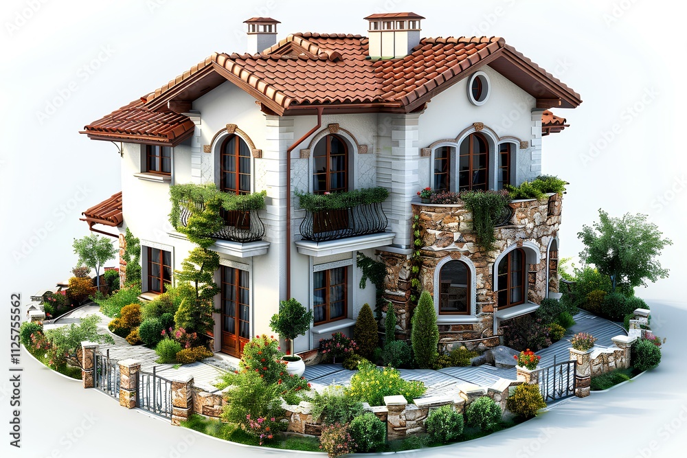 A model of a house on a white background