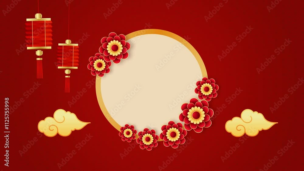 Chinese themed animated background with lanterns and fans Chinese themed animated background with lanterns and fans