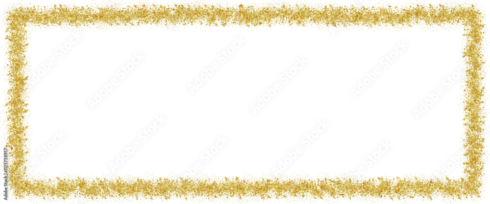 Square shape gold grain glitter, no background, good on dark background, suitable for template design, background, border