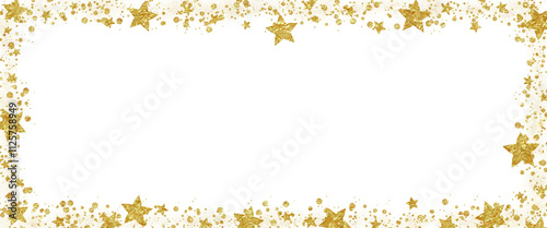 square of glittering gold stars, no background, good on dark background, suitable for template design, ppt, background, border