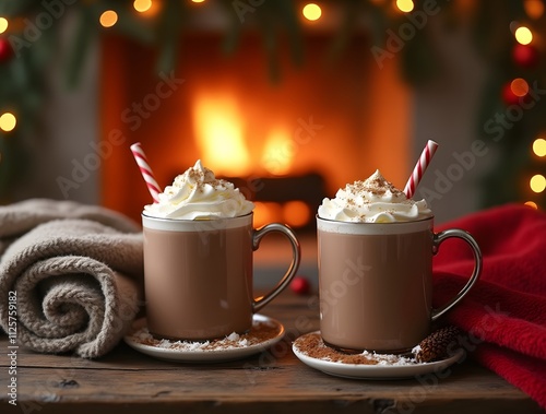 Indoor Photography Fireplace Hot Cocoa Chocolate Drink Warm Christmas Winter Warmth Holiday photo