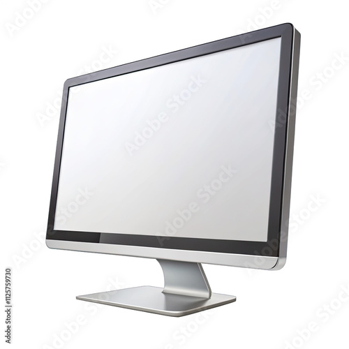Modern computer monitor featuring a clear white screen and sleek design suitable for use in digital presentations or visual graphics projects