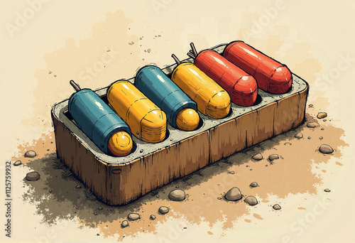 Colorful xylophone on a textured base with an earthy background photo