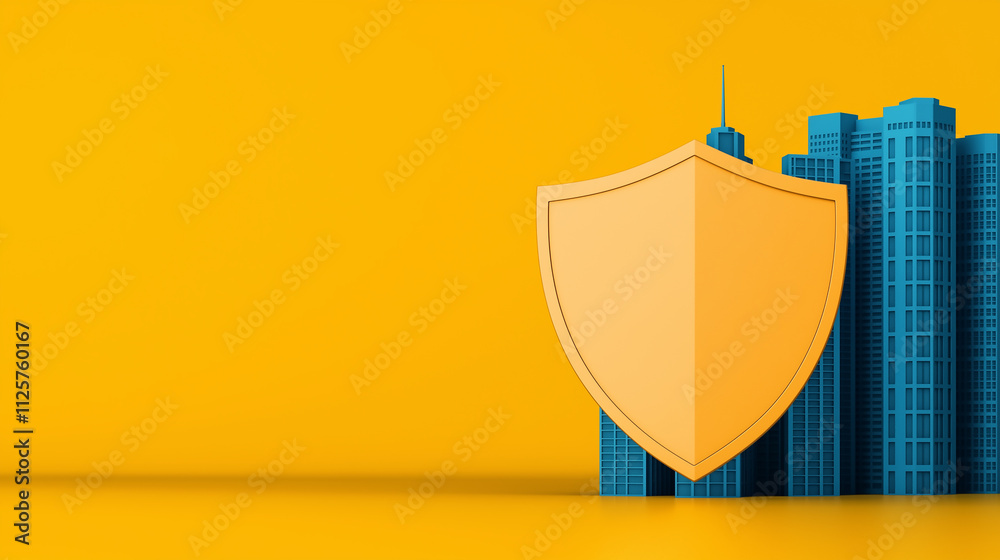 Protective shield concept over urban skyline digital art modern environment minimalist viewpoint for security awareness Protective shield concept over urban skyline digital art modern environment minimalist viewpoint for security awareness