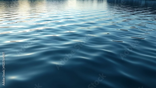 Serene Deep Blue Lake, Calm Water Surface Reflection