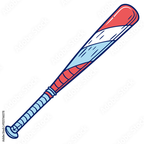 Colored detailed baseball bat with red and blue design for sports enthusiasts and collectors