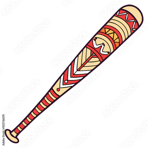 Detailed colored baseball bat with intricate designs showcasing craftsmanship and artistic flair