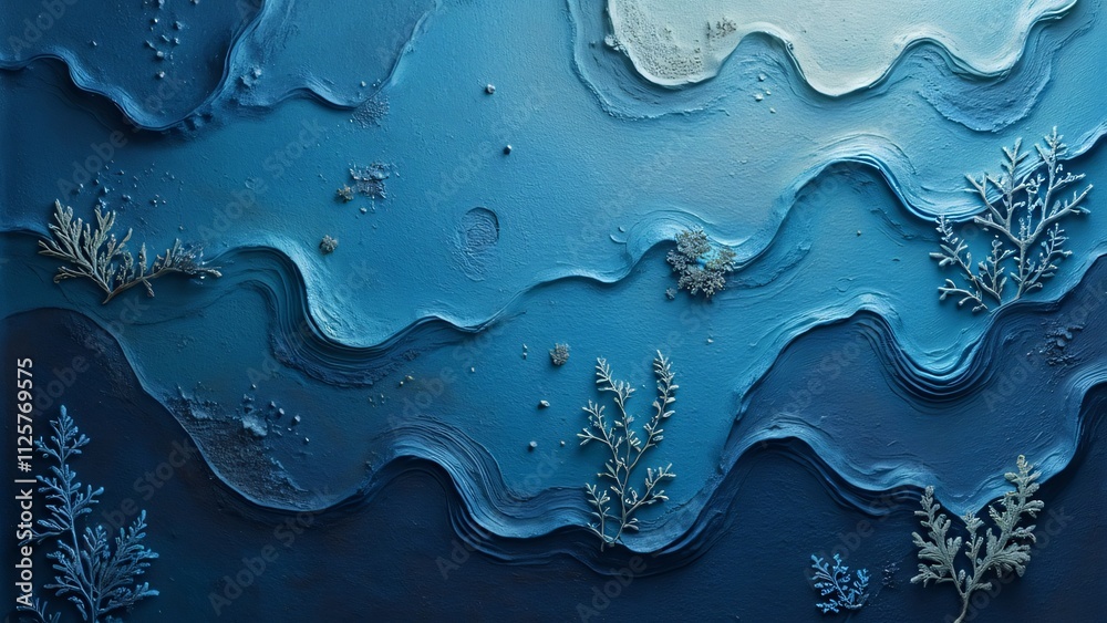 Fototapeta premium Vibrant Blue Coral Reef, Intricate Branching Structure