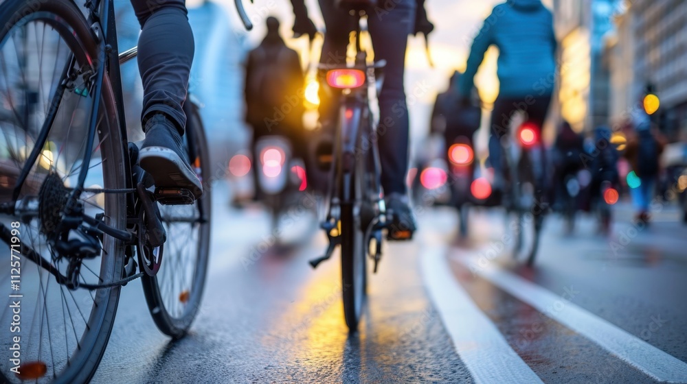 Fototapeta premium Urban Transportation: A network of roads, rail, and bike lanes built to efficiently move people and goods within cities, enhancing connectivity and urban mobility. 