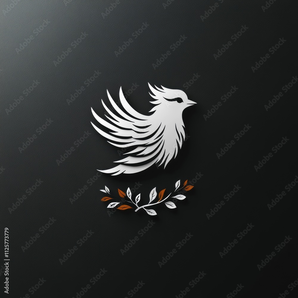 Obraz premium A stylized bird with wings and foliage, symbolizing freedom and nature.